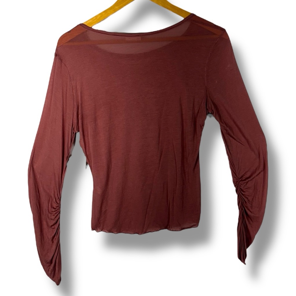 Intimately Free People Current Mood Ruched Sleeve Sheer Top, Petals, Size Medium - Picture 11 of 11